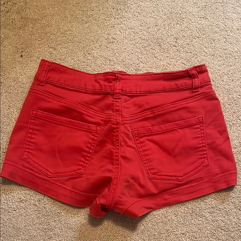 Red Jean Shorts - Picture 2 of 3